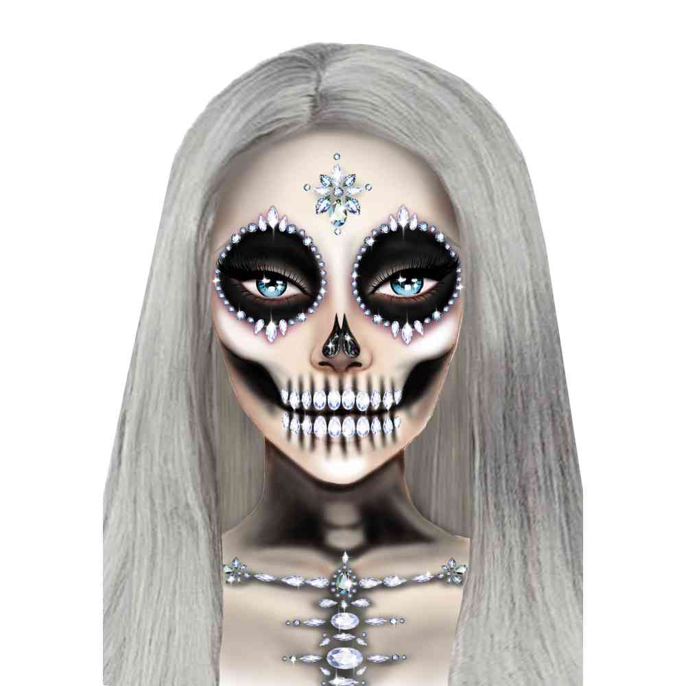 Leg Avenue - Skeleton Face Jewel Diamond Sticker - White
